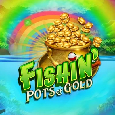 Fishin Pots Of Gold slot logo by Gameburger Studios at Cazeus Casino